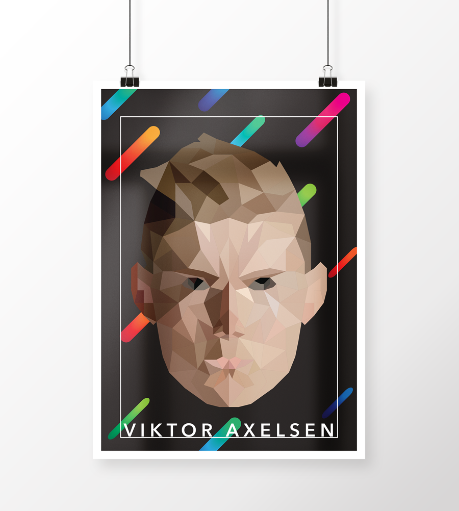 Aiko Graphic_Viktor Axelsen Plakatdesign laveet for sjov med Viktor Axelsen designet med lowpoly effekt