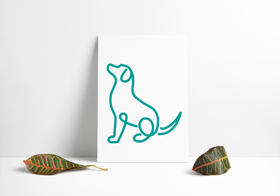 Aiko Graphic_hund1 Hundeikon designet ud i én grøn streg