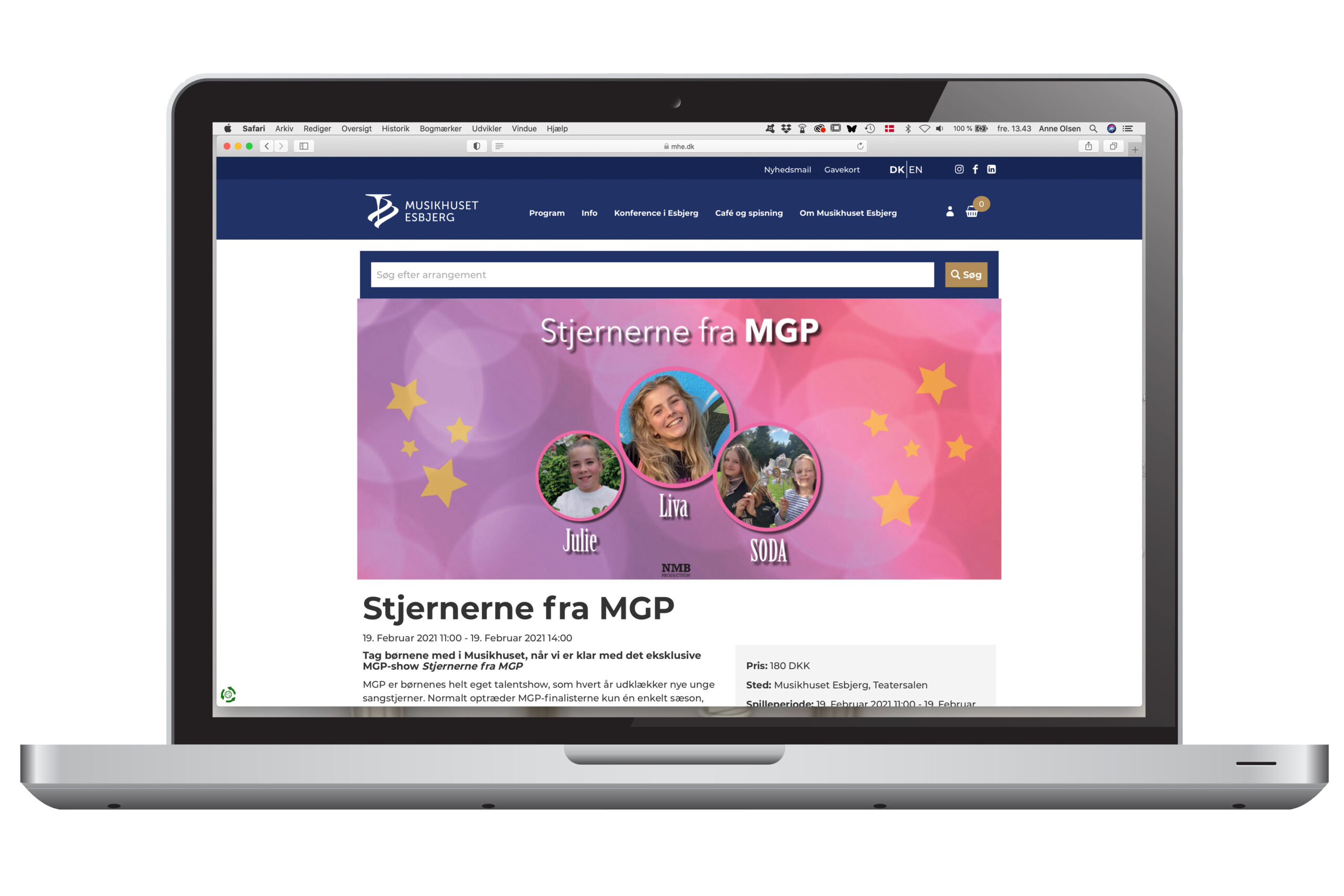 AikoGraphic_MGPshow Annonce cover med 3 piger fra MGP på lyserød baggrund med stjerner og bobler